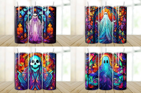 Stained Glass Halloween Ghost Tumbler Bundle Sublimation Regulrcrative 