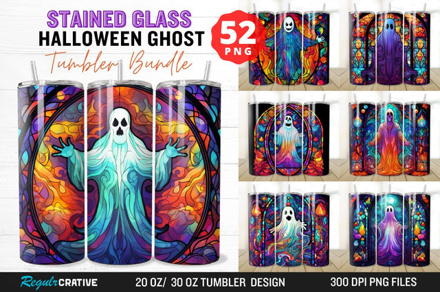 Stained Glass Halloween Ghost Tumbler Bundle Sublimation Regulrcrative 