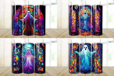 Stained Glass Halloween Ghost Tumbler Bundle Sublimation Regulrcrative 
