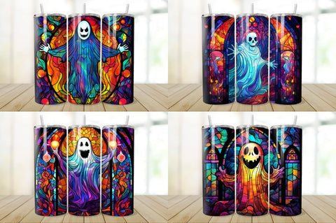 Stained Glass Halloween Ghost Tumbler Bundle Sublimation Regulrcrative 