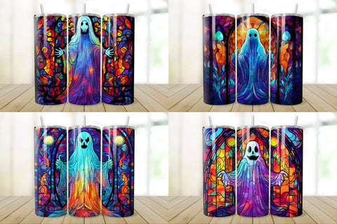 Stained Glass Halloween Ghost Tumbler Bundle Sublimation Regulrcrative 