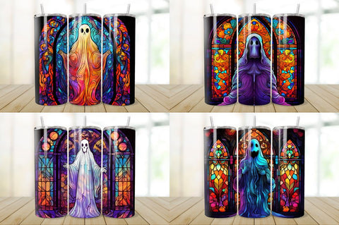 Stained Glass Halloween Ghost Tumbler Bundle Sublimation Regulrcrative 