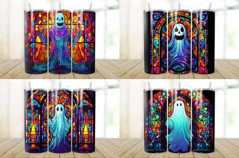 Stained Glass Halloween Ghost Tumbler Bundle Sublimation Regulrcrative 