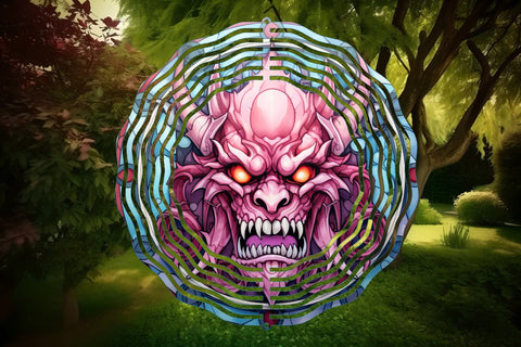 Stained Glass Halloween Monster Wind Spinner Backgrounds Sublimation OrangeBrushStudio 