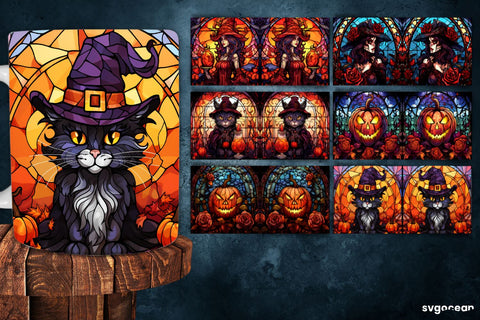 Stained Glass Halloween Mug Wrap | 11 Oz | Sublimation Sublimation SvgOcean 
