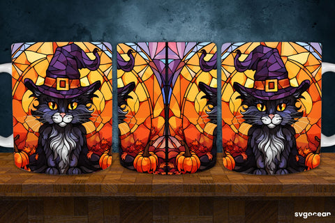 Stained Glass Halloween Mug Wrap | 11 Oz | Sublimation Sublimation SvgOcean 