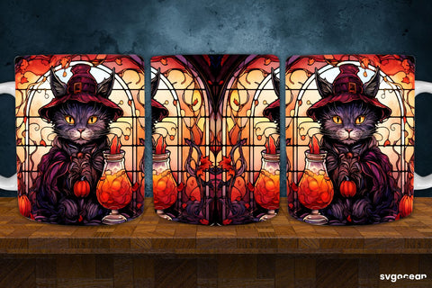 Stained Glass Halloween Mug Wrap | 11 Oz | Sublimation Sublimation SvgOcean 