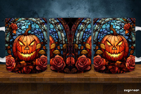 Stained Glass Halloween Mug Wrap | 11 Oz | Sublimation Sublimation SvgOcean 