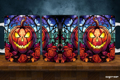 Stained Glass Halloween Mug Wrap | 11 Oz | Sublimation Sublimation SvgOcean 