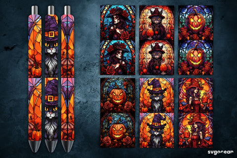 Stained Glass Halloween Pen Wrap | Sublimation Sublimation SvgOcean 