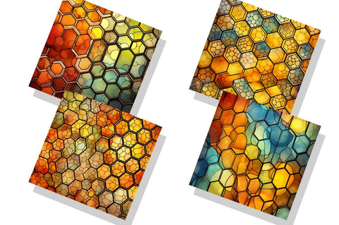 Stained Glass Honey Comb Digital Paper Sublimation Regulrcrative 