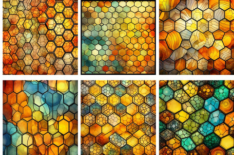 Stained Glass Honey Comb Digital Paper Sublimation Regulrcrative 