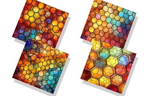 Stained Glass Honey Comb Digital Paper Sublimation Regulrcrative 