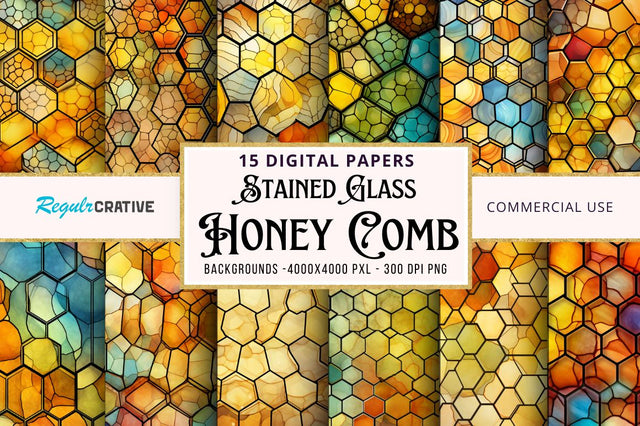 Stained Glass Honey Comb Digital Paper Sublimation Regulrcrative 
