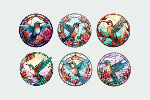 Stained Glass Hummingbird Earrings Sublimation Bundle Sublimation OrangeBrushStudio 
