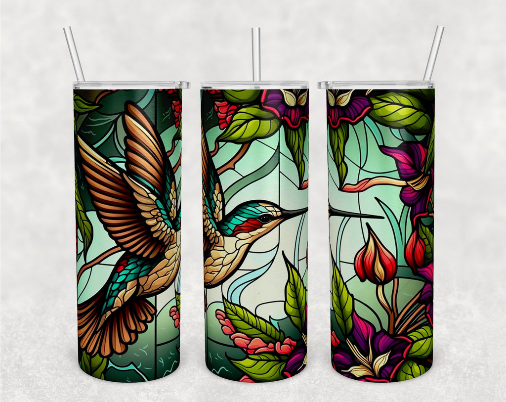 Stained Glass Hummingbird Tumbler Wraps Bundle, 20 Oz Skinny Tumbler ...