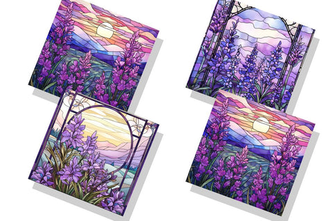 Stained Glass Lavender Flower Field Sublimation Regulrcrative 