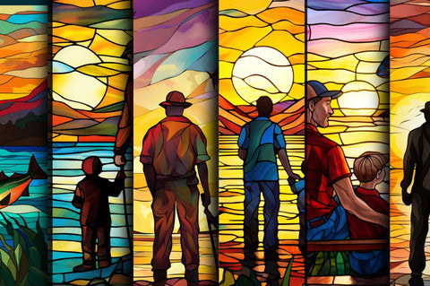 Stained Glass Man Fishing Father's Day Bundle Sublimation Regulrcrative 