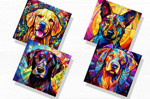 Stained Glass Man's Best Friend Dog Pup Bundle Sublimation Regulrcrative 