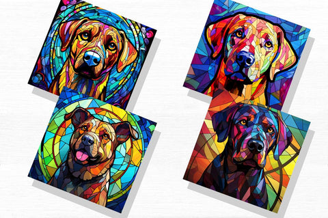 Stained Glass Man's Best Friend Dog Pup Bundle Sublimation Regulrcrative 