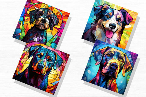 Stained Glass Man's Best Friend Dog Pup Bundle Sublimation Regulrcrative 