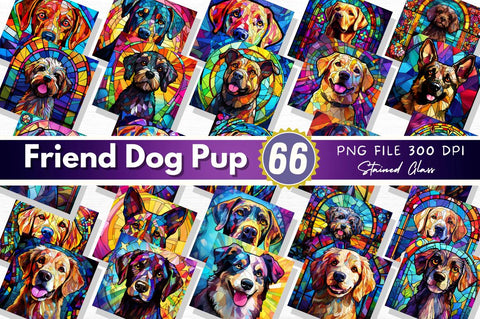 Stained Glass Man's Best Friend Dog Pup Bundle Sublimation Regulrcrative 