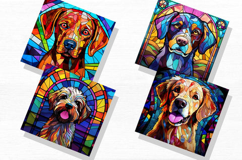 Stained Glass Man's Best Friend Dog Pup Bundle Sublimation Regulrcrative 