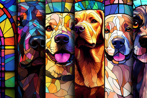 Stained Glass Man's Best Friend Dog Pup Bundle Sublimation Regulrcrative 