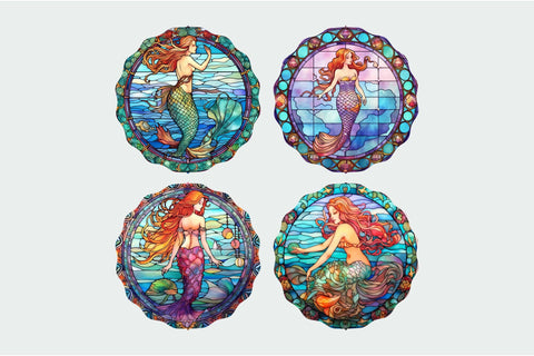 Stained Glass Mermaid Wind Spinner Sublimation Bundle Sublimation OrangeBrushStudio 