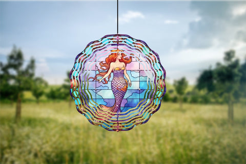 Stained Glass Mermaid Wind Spinner Sublimation Bundle Sublimation OrangeBrushStudio 