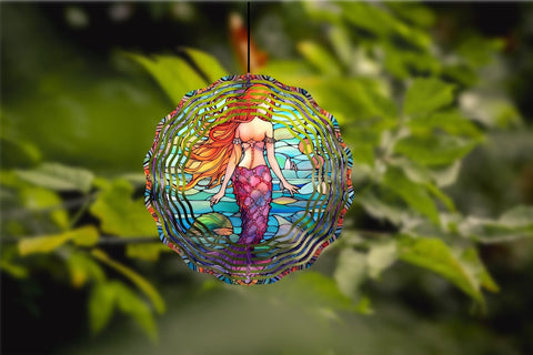 Stained Glass Mermaid Wind Spinner Sublimation Bundle Sublimation OrangeBrushStudio 