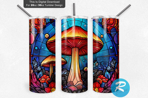 Stained Glass Mushroom 20 oz / 30 oz Tumbler PNG Sublimation Regulrcrative 