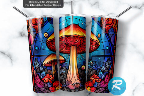 Stained Glass Mushroom 20 oz / 30 oz Tumbler PNG Sublimation Regulrcrative 