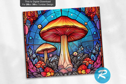 Stained Glass Mushroom 20 oz / 30 oz Tumbler PNG Sublimation Regulrcrative 
