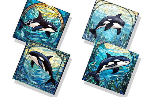 Stained Glass Orca Whale bundle Sublimation Regulrcrative 