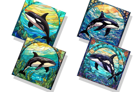 Stained Glass Orca Whale bundle Sublimation Regulrcrative 