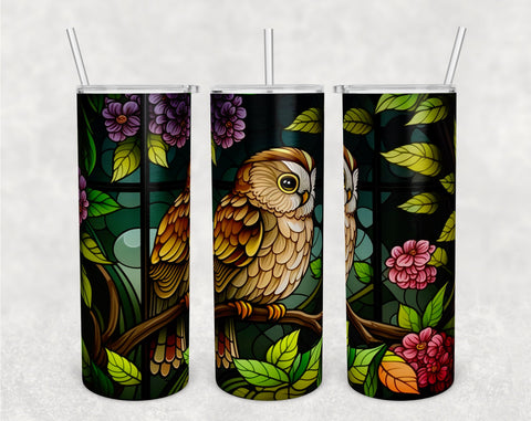 Stained Glass Owl Tumbler Wraps Bundle, 20 Oz Skinny Tumbler Owl Sublimation Designs, Owl Tumbler PNG, 5 Designs Sublimation HappyDesignStudio 