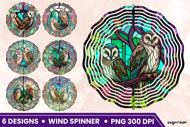 Stained Glass Owl Wind Spinner | Sublimation Designs SVG SvgOcean 