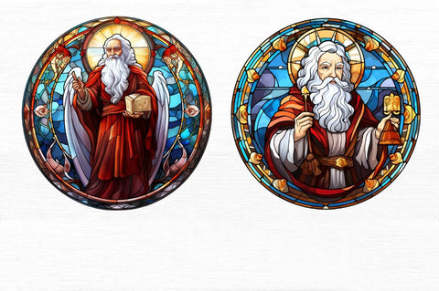 Stained Glass Painting of Santa Claus Clipart Sublimation Regulrcrative 