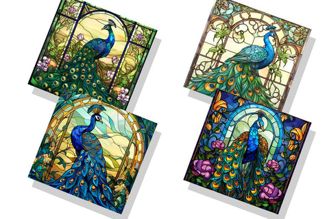 Stained Glass Peacock Bird Tumbler Sublimation Regulrcrative 