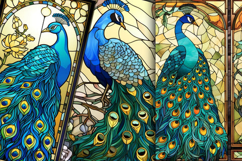 Stained Glass Peacock Bird Tumbler Sublimation Regulrcrative 