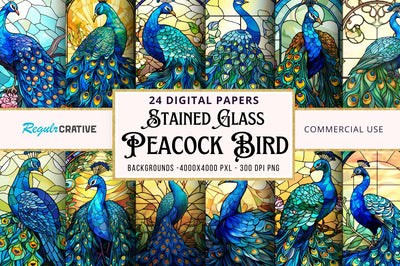 Stained Glass Peacock Bird Tumbler Sublimation Regulrcrative 