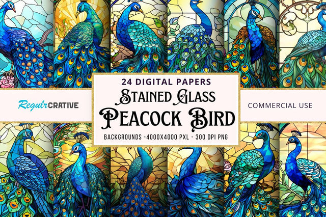 Stained Glass Peacock Bird Tumbler Sublimation Regulrcrative 