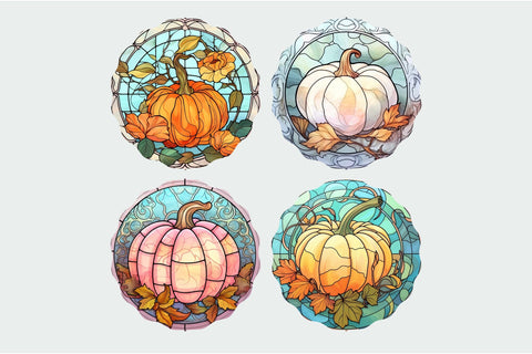 Stained Glass Pimpkin | Fall Wind Spinner Sublimation Bundle Sublimation OrangeBrushStudio 