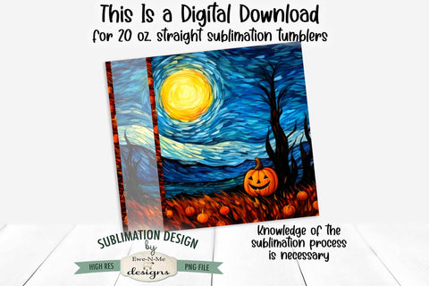 Stained Glass Pumpkin Field Mosaic | Seamless 20 oz Tumbler Design Sublimation Ewe-N-Me Designs 