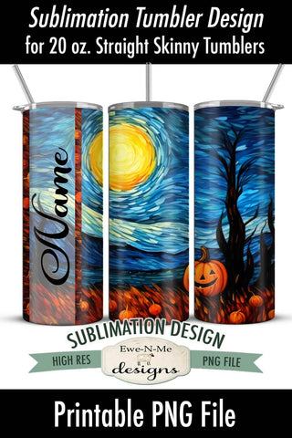 Stained Glass Pumpkin Field Mosaic | Seamless 20 oz Tumbler Design Sublimation Ewe-N-Me Designs 
