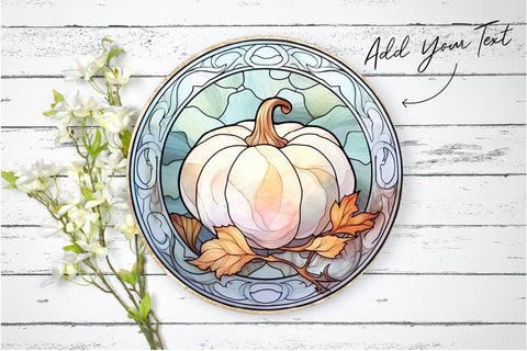 Stained Glass Pumpkin | Round PNG | Fall Background Bundle Sublimation OrangeBrushStudio 