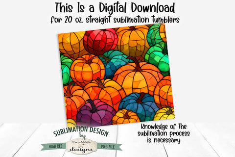 Stained Glass Pumpkin Seamless 20 oz Tumbler Design Sublimation Ewe-N-Me Designs 