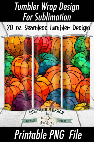 Stained Glass Pumpkin Seamless 20 oz Tumbler Design Sublimation Ewe-N-Me Designs 