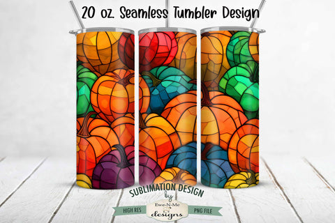 Stained Glass Pumpkin Seamless 20 oz Tumbler Design Sublimation Ewe-N-Me Designs 